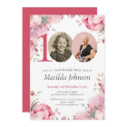 Elegant Pink Floral Photo 100th Birthday Party
