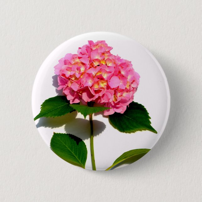 Elegant pink floral pink hydrangea  6 cm round badge (Front)