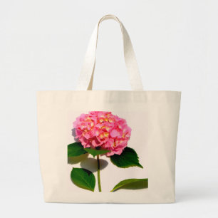 Elegant pink floral pink hydrangea  large tote bag
