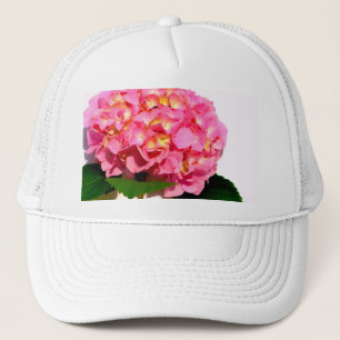 Elegant pink floral pink hydrangea trucker hat