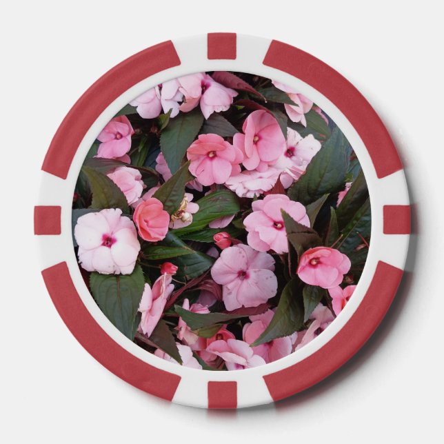 Elegant Pink Floral Poker Chips (Front)