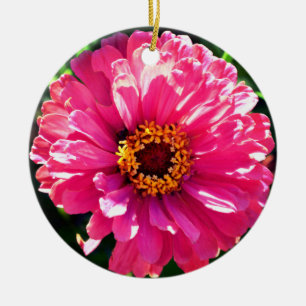 Elegant pink floral retro pink daisy  ceramic tree decoration