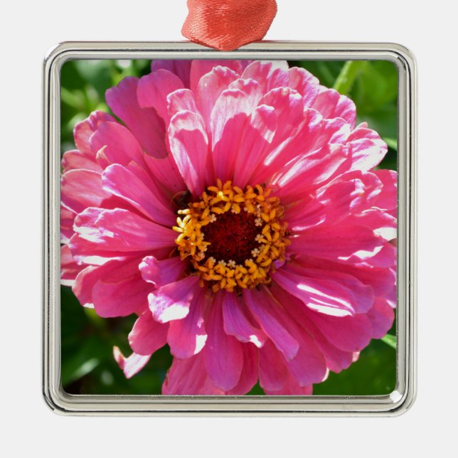 Elegant pink floral retro pink daisy  metal tree decoration (Front)