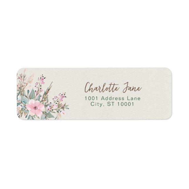 Elegant Pink Floral Return Address Labels  (Front)