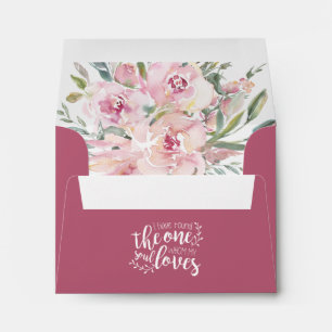 Elegant Pink Floral Return Address Wedding Envelope