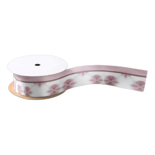 Elegant Pink Floral Ribbon Satin Ribbon