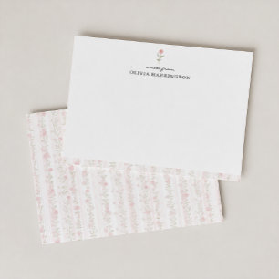 Elegant Pink Floral Rose Watercolor Card