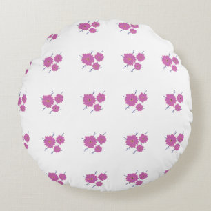 Elegant Pink Floral Round Cushion