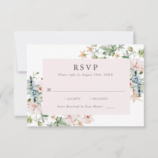 Elegant Pink Floral RSVP Card (Front)