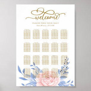 Elegant Pink Floral Rustic Wedding Seating Chart