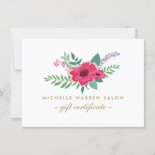 Elegant Pink Floral Salon Gift Certificate