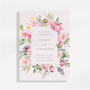 Elegant Pink Floral Save The Date Invitation
