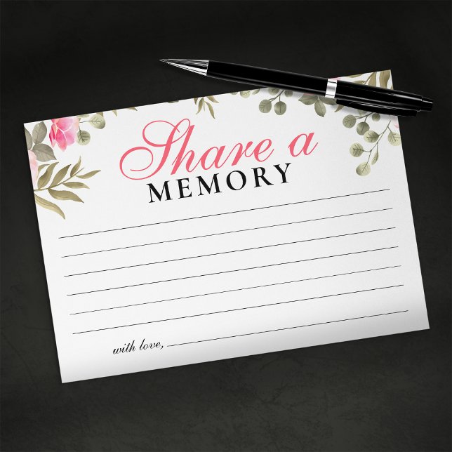 Elegant Pink Floral Share A Memory Enclosure Card (Creator Uploaded)