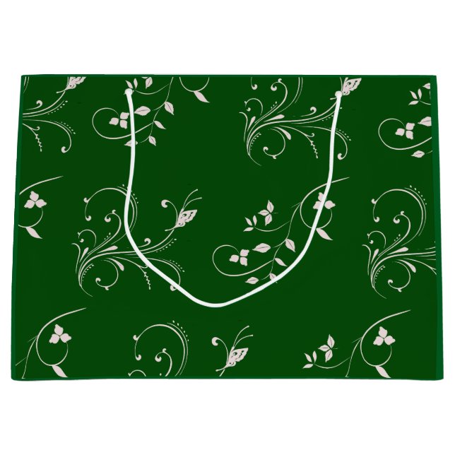 Elegant Pink Floral Swirl  Large Gift Bag (Front)