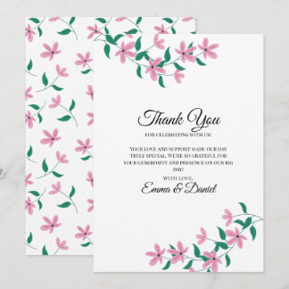 Elegant Pink Floral Thank You Card