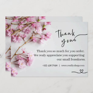Elegant Pink Floral Thank You Card