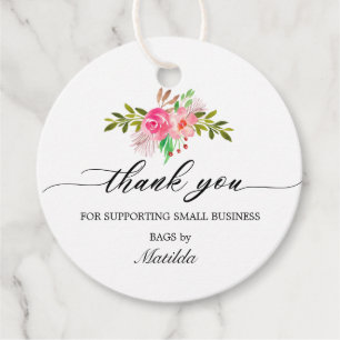 Elegant Pink Floral Thank you Promotion Hang Tags