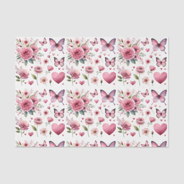 Elegant Pink Floral tissue paper (Front)