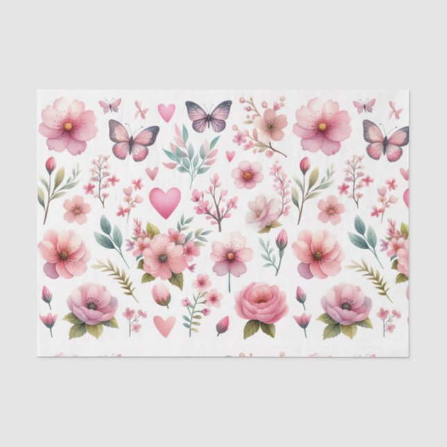Elegant Pink Floral tissue paper (Front)