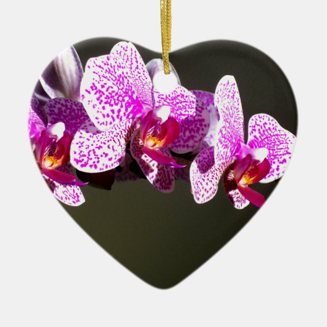 Elegant pink floral tropical pink orchids ceramic tree decoration (Front)