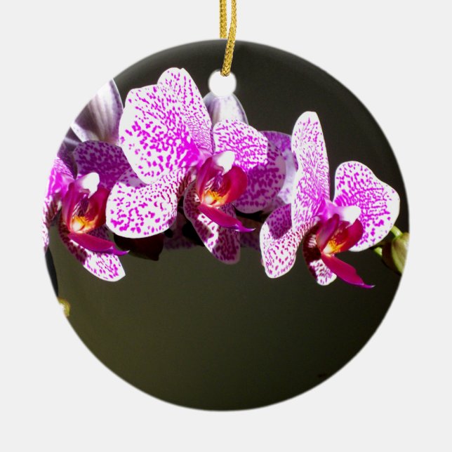 Elegant pink floral tropical pink orchids ceramic tree decoration (Front)