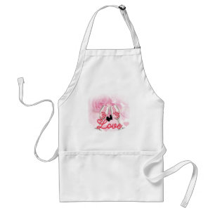 Elegant Pink Floral Valentine's Day Standard Apron