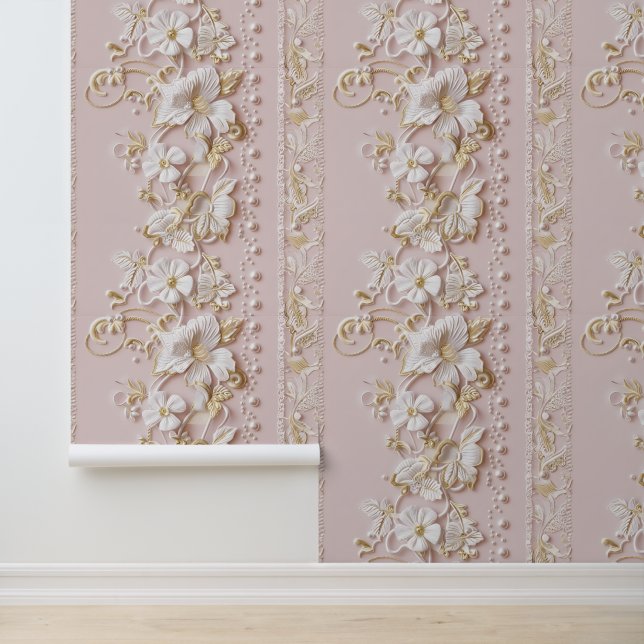Elegant Pink Floral Wallpaper (Application)