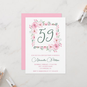 Elegant Pink Floral Watercolor 59th birthday  Invitation