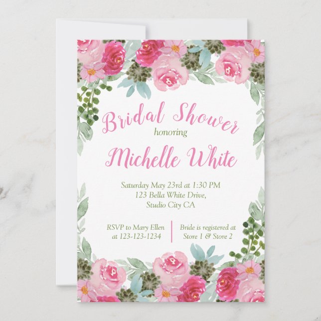 Elegant Pink Floral Watercolor Boarder (Front)