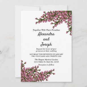 Elegant Pink Floral Watercolor Botanical Wedding Announcement
