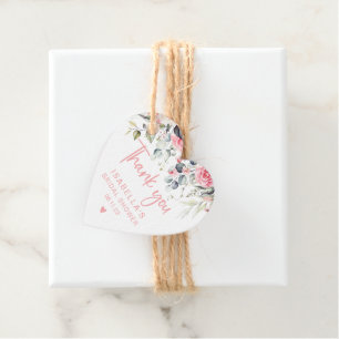 Elegant Pink Floral Watercolor Bridal Shower Favour Tags