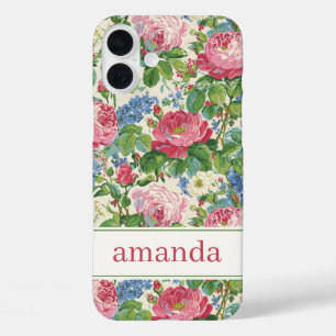 Elegant Pink Floral Watercolor Personalised iPhone 16 Plus Case