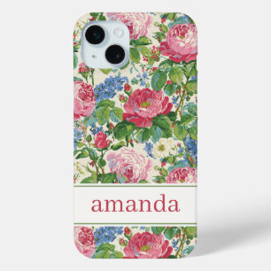 Elegant Pink Floral Watercolor Personalised iPhone 15 Mini Case