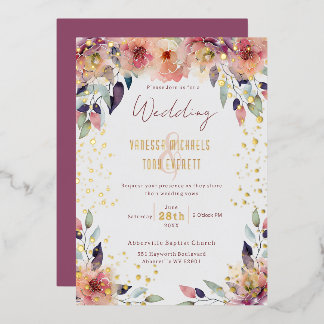 Elegant Pink Floral Watercolor Wedding