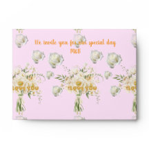 Elegant Pink Floral Wedding Envelope – "We Invite 