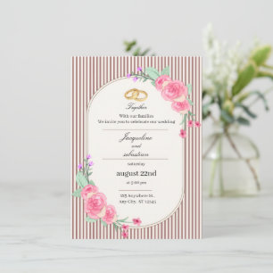 Elegant Pink Floral Wedding Invitation