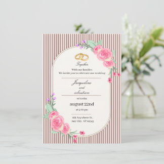 Elegant Pink Floral Wedding Invitation