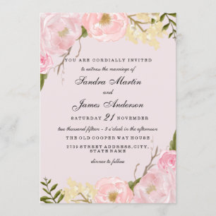 Elegant Pink Floral Wedding Invitation