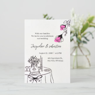 Elegant Pink Floral Wedding Invitation