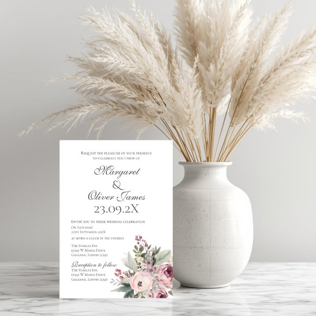Elegant Pink Floral Wedding Invitation (Creator Uploaded)