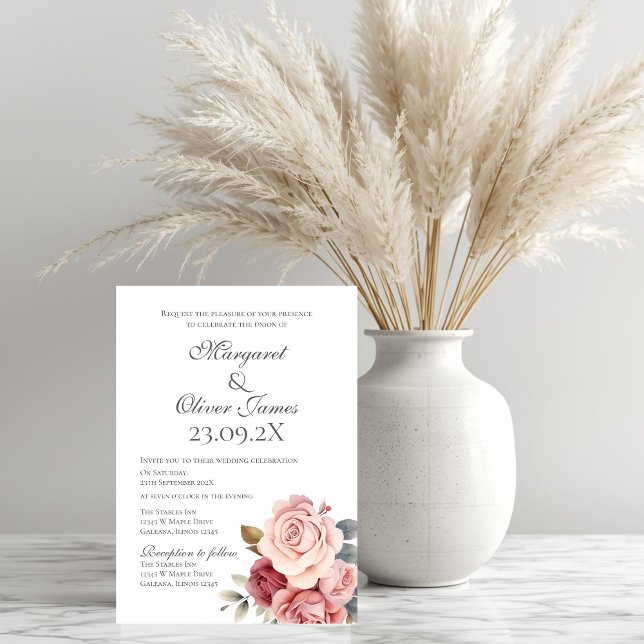 Elegant Pink Floral Wedding Invitation (Creator Uploaded)