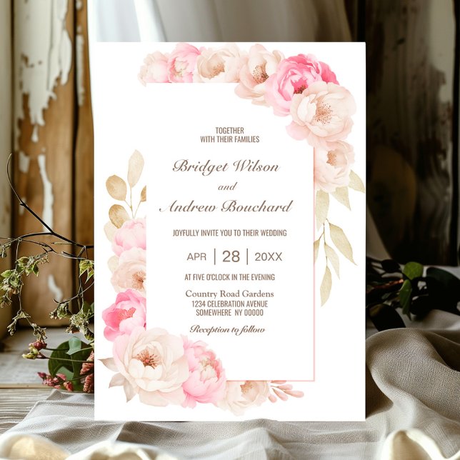 Elegant Pink Floral Wedding Invitation (Creator Uploaded)