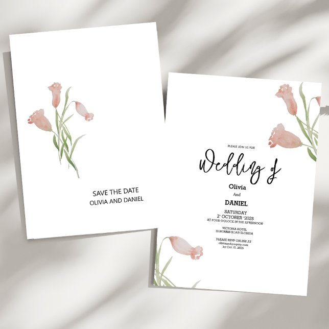  Elegant Pink Floral Wedding Invitation (Creator Uploaded)