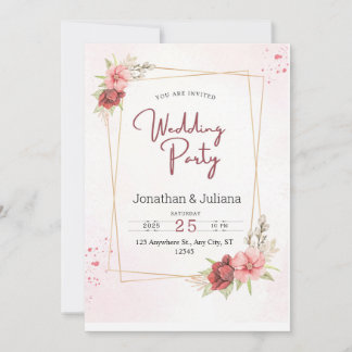 Elegant Pink Floral Wedding Invitation