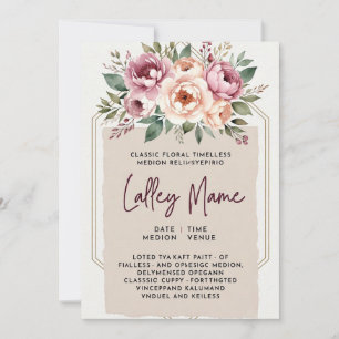 Elegant Pink Floral Wedding Invitation   Romantic 