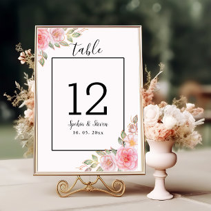 Elegant Pink Floral Wedding Party with Gold Table Number