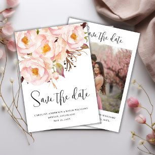 Elegant Pink Floral Wedding Photo Save The Date