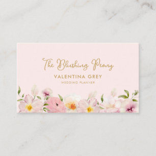 Elegant Pink Floral Wedding Planner Business Card