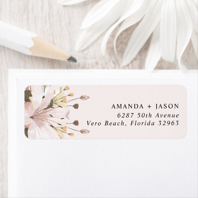 Elegant Pink Floral Wedding Return Address (Insitu)