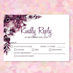 Elegant Pink Floral Wedding RSVP Card